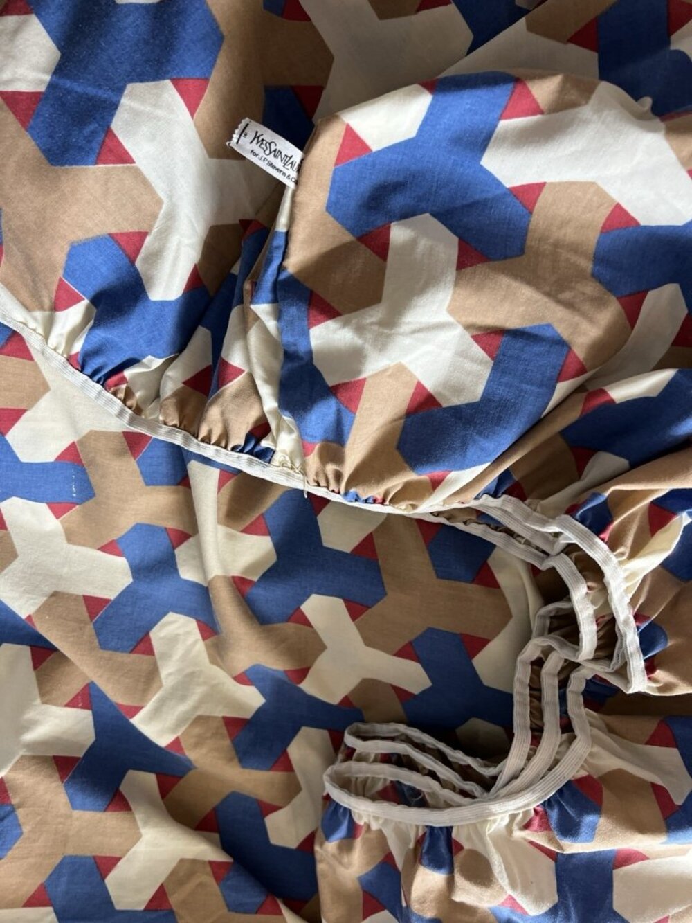 YVES SAINT LAURENT King Fitted Sheet "Connections" USA No-Iron Percale Designer - Picture 4 of 16
